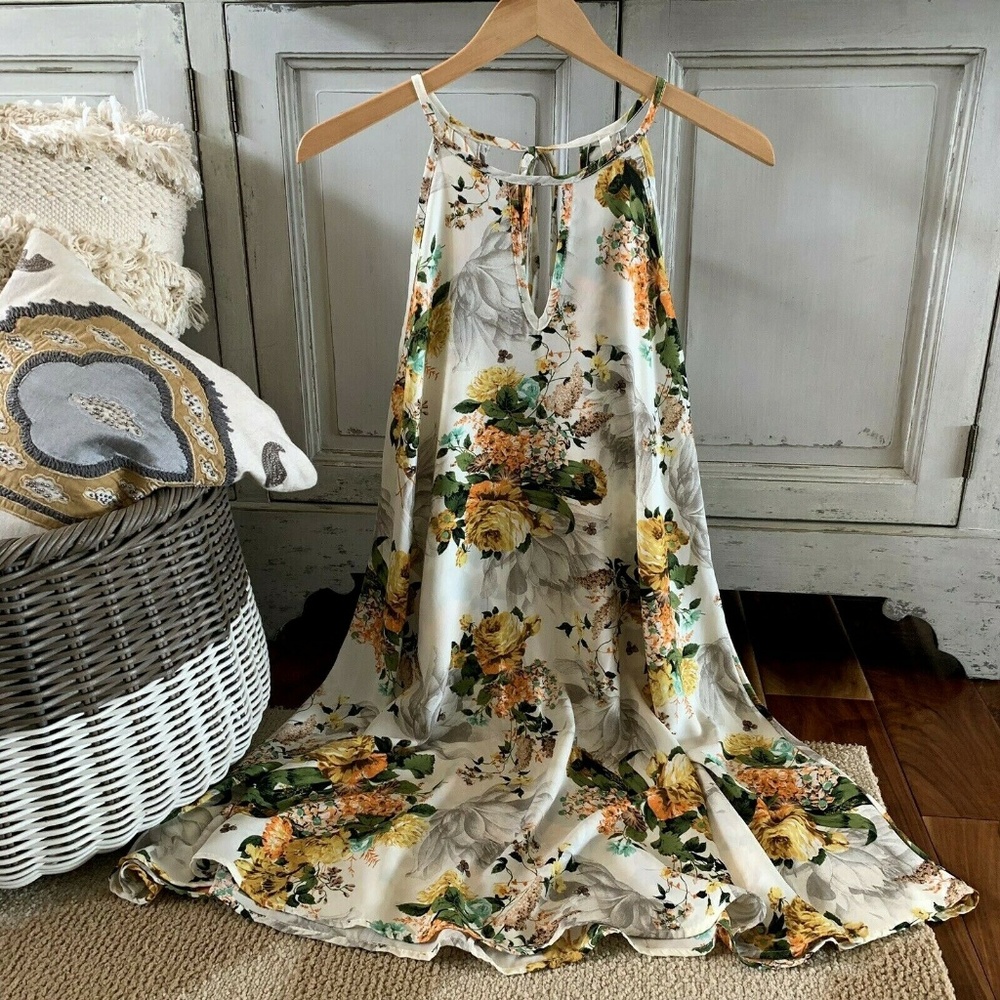New Layering Tunic Floral Tank Dress Halter Top - Picture 3 of 7